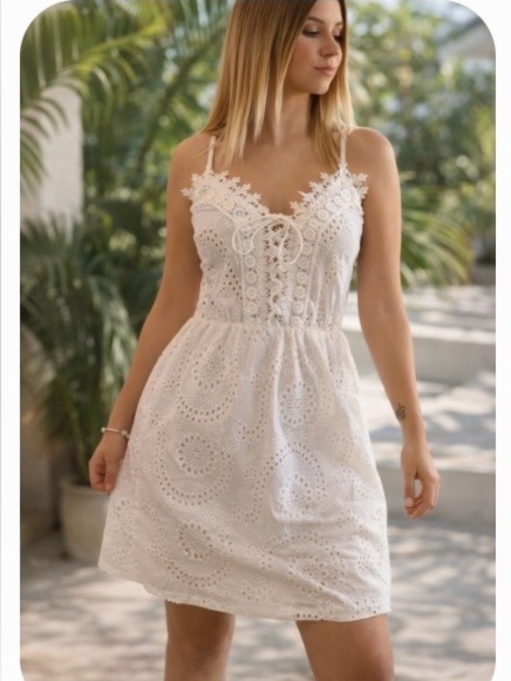 NWT You Me by Italy Moda Made in Italy White Eyelet Mini Dress 6